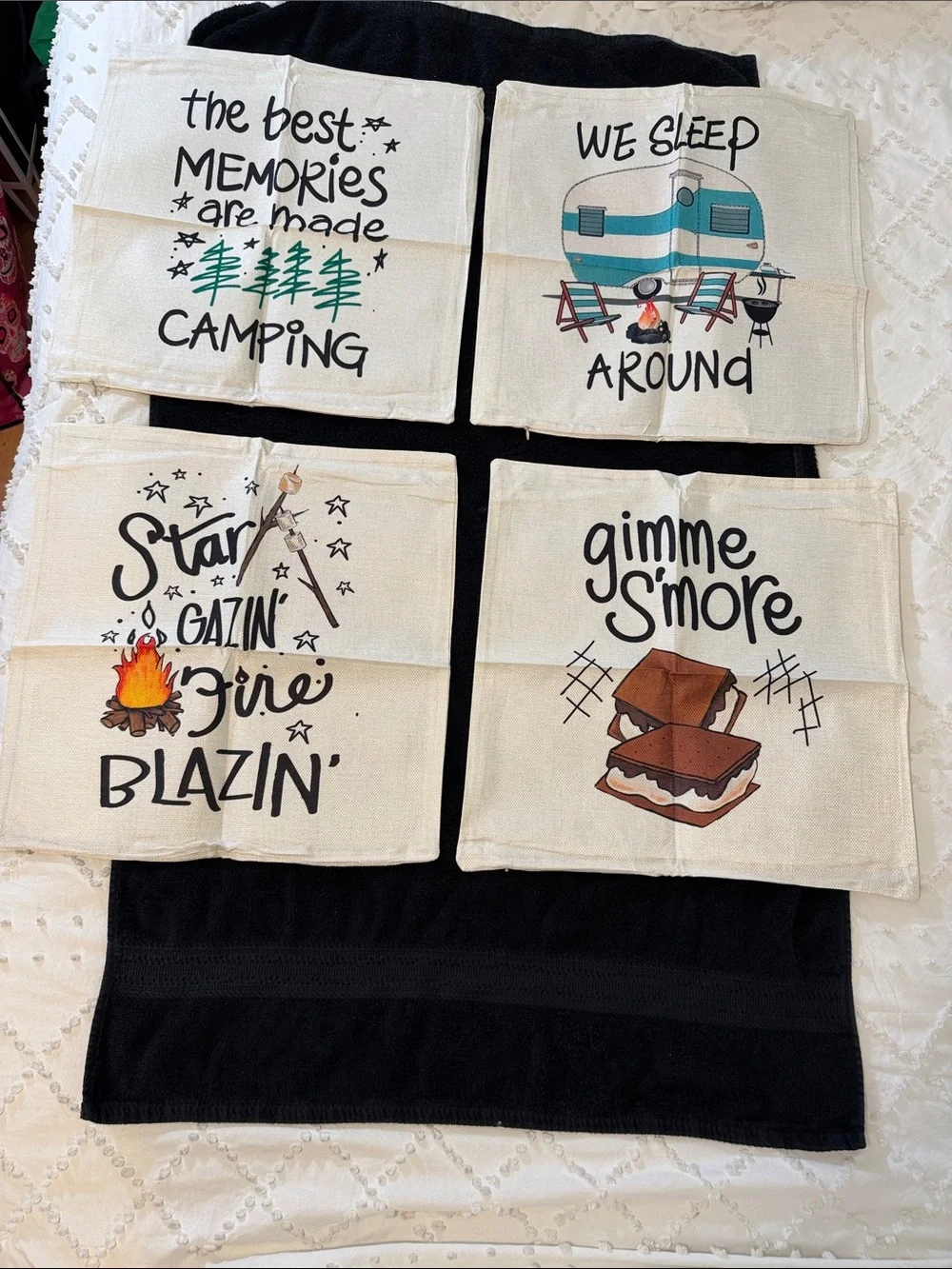 Camping Themed Decorative Accent Pillow Covers Set of 4 new